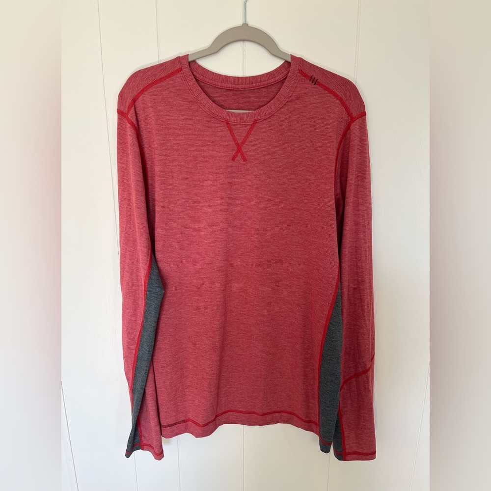 Lululemon Red and Gray Long Sleeve Performance Tee XL